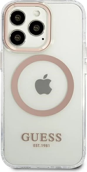 Mbështjellës Guess GUHMP13XHTRMD për iPhone 13 Pro Max 6.7", Metal Outline Magsafe, Transparent/Ari