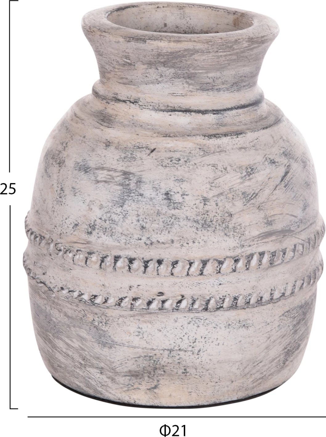 Vazo dekorative tavoline VERMO, terrakotë, ngjyrë gri e çelët, FH4393, 21x25cm