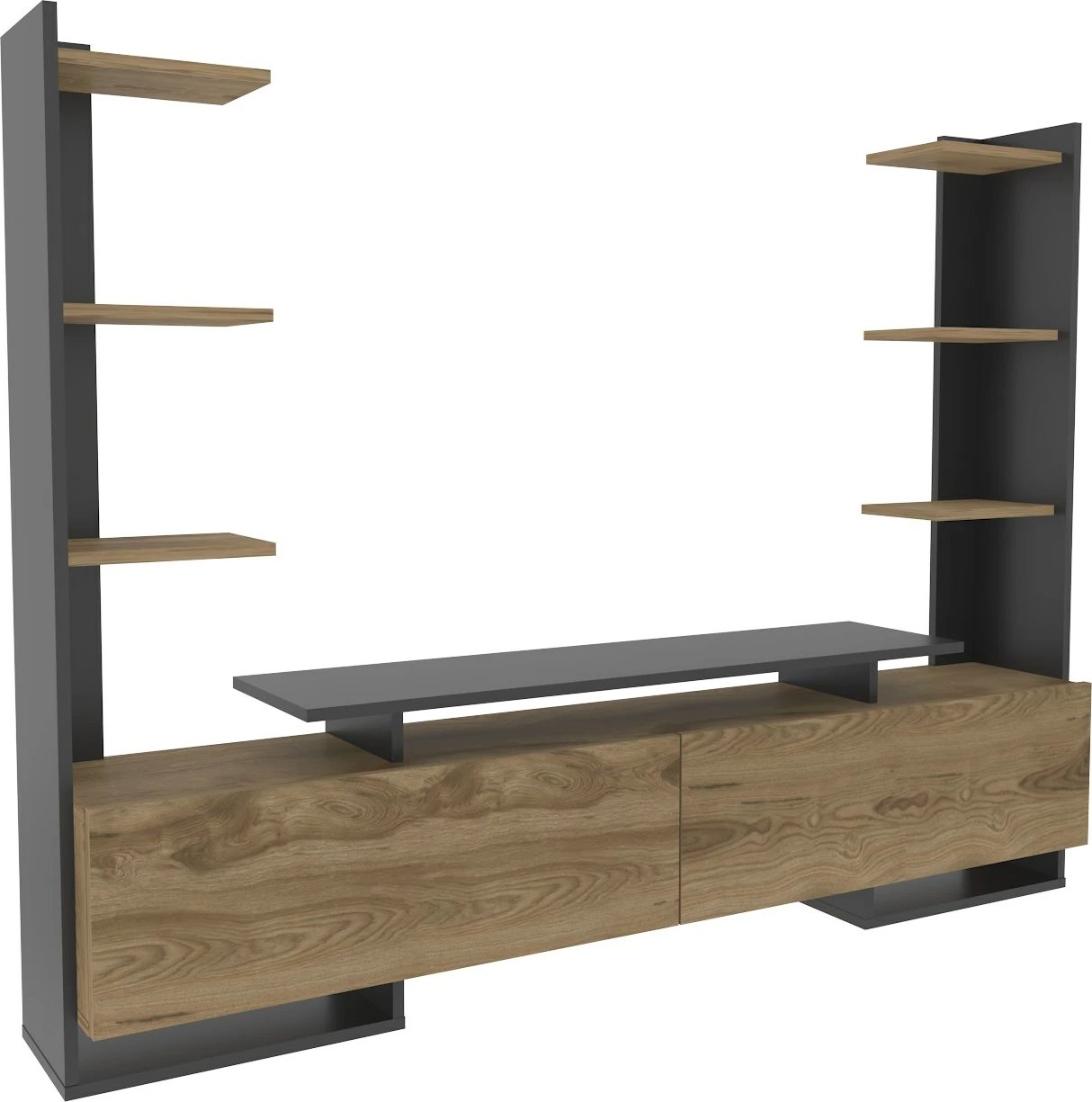 Komodë TV Skye Decor, ngjyrë lis dhe e zezë, Ava