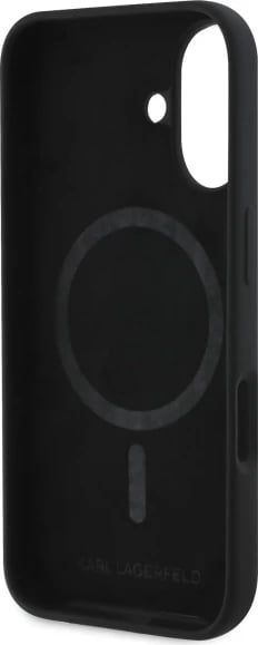 Mbështjellës Karl Lagerfeld Silicone Choupette Head MagSafe për iPhone 16, i zi