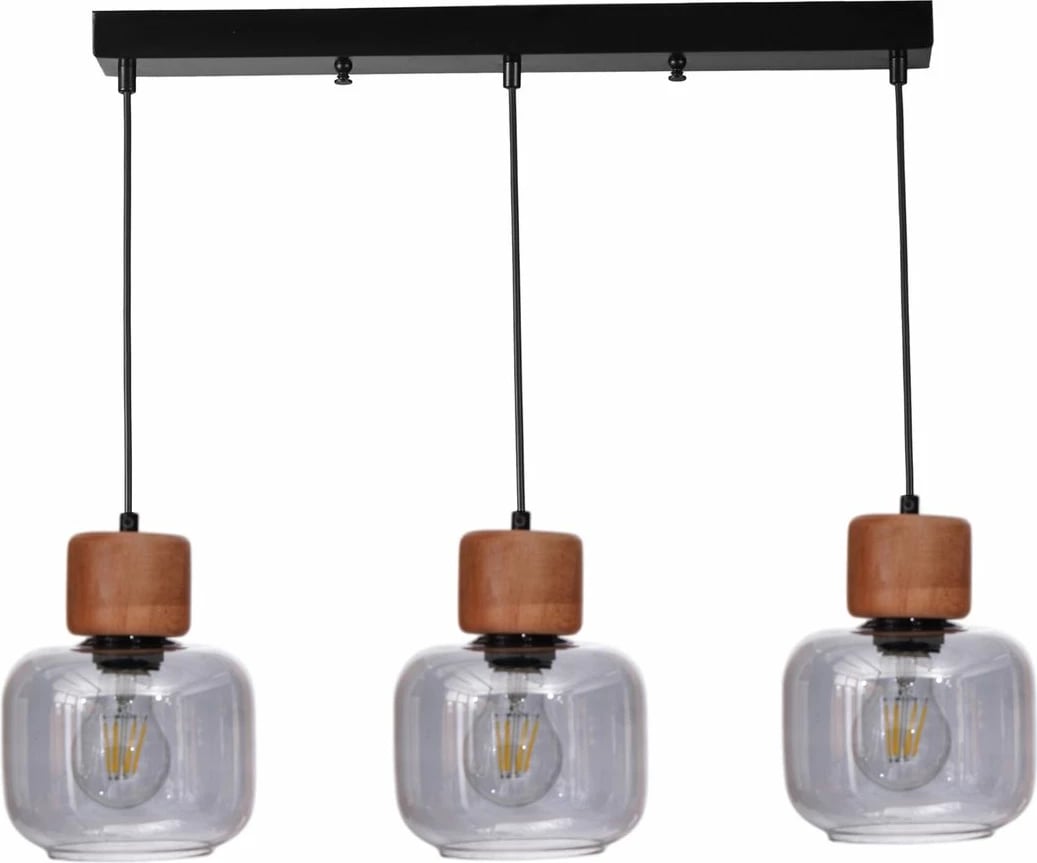 Llambë tavani Opviq, 9069-5, metal dhe xham, gri, lisi, e zezë