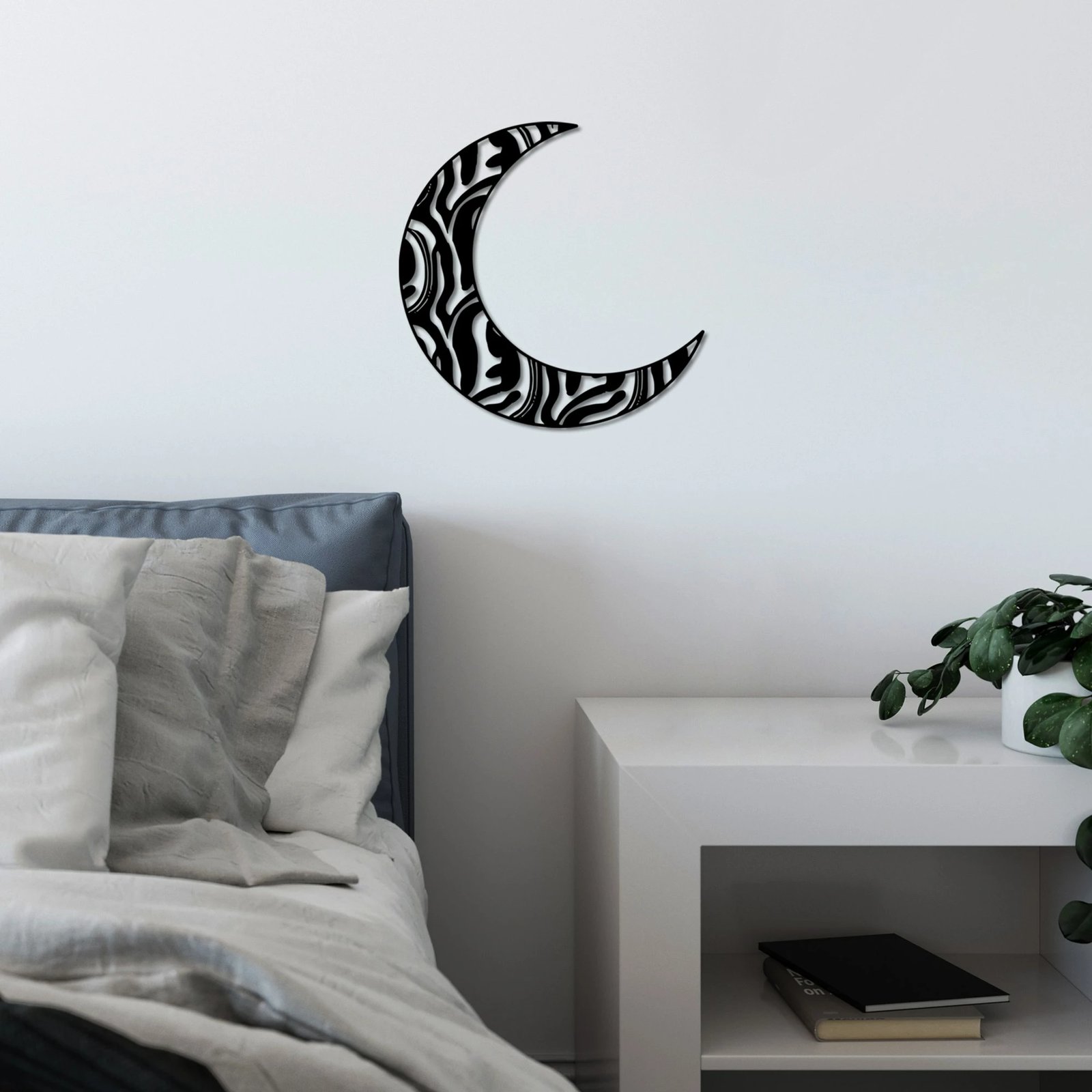 Aksesor dekorativ muri prej metali, formë hëne, Wallity, Crescent 4