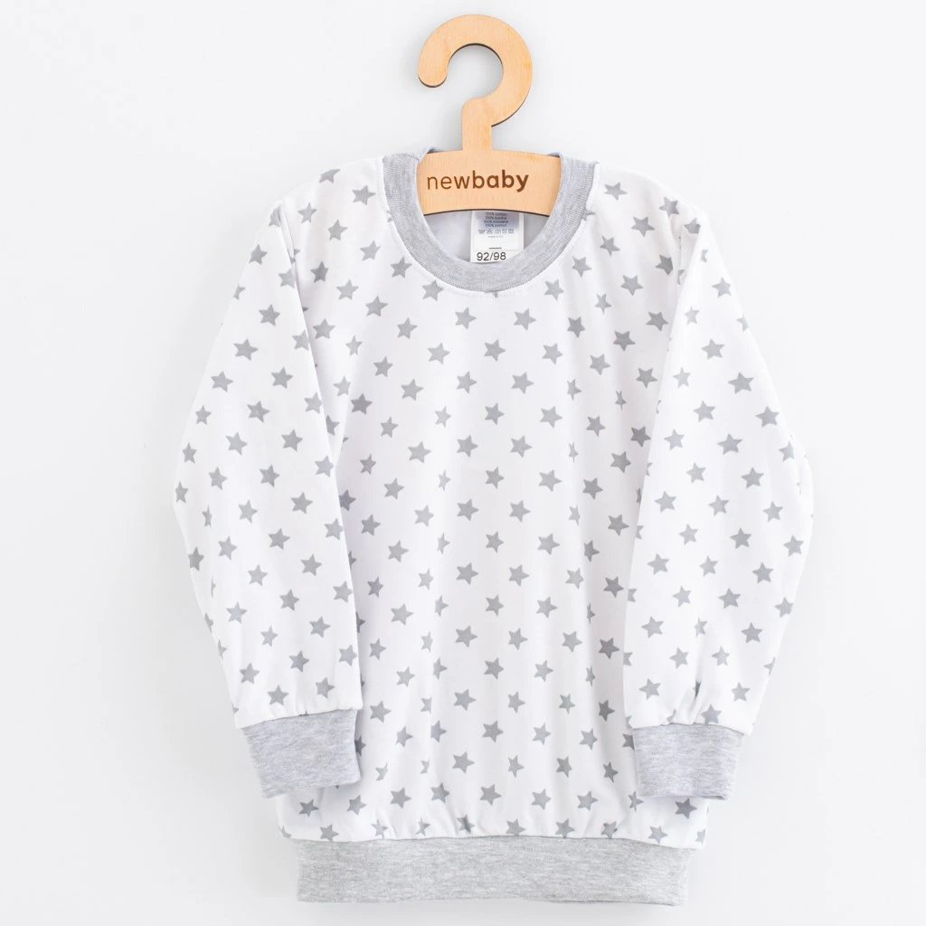 Pizhama fëmijësh, New Baby, Stars, pambuk 100%, madhësia 116/122, gri/e bardhë, set 2 copë