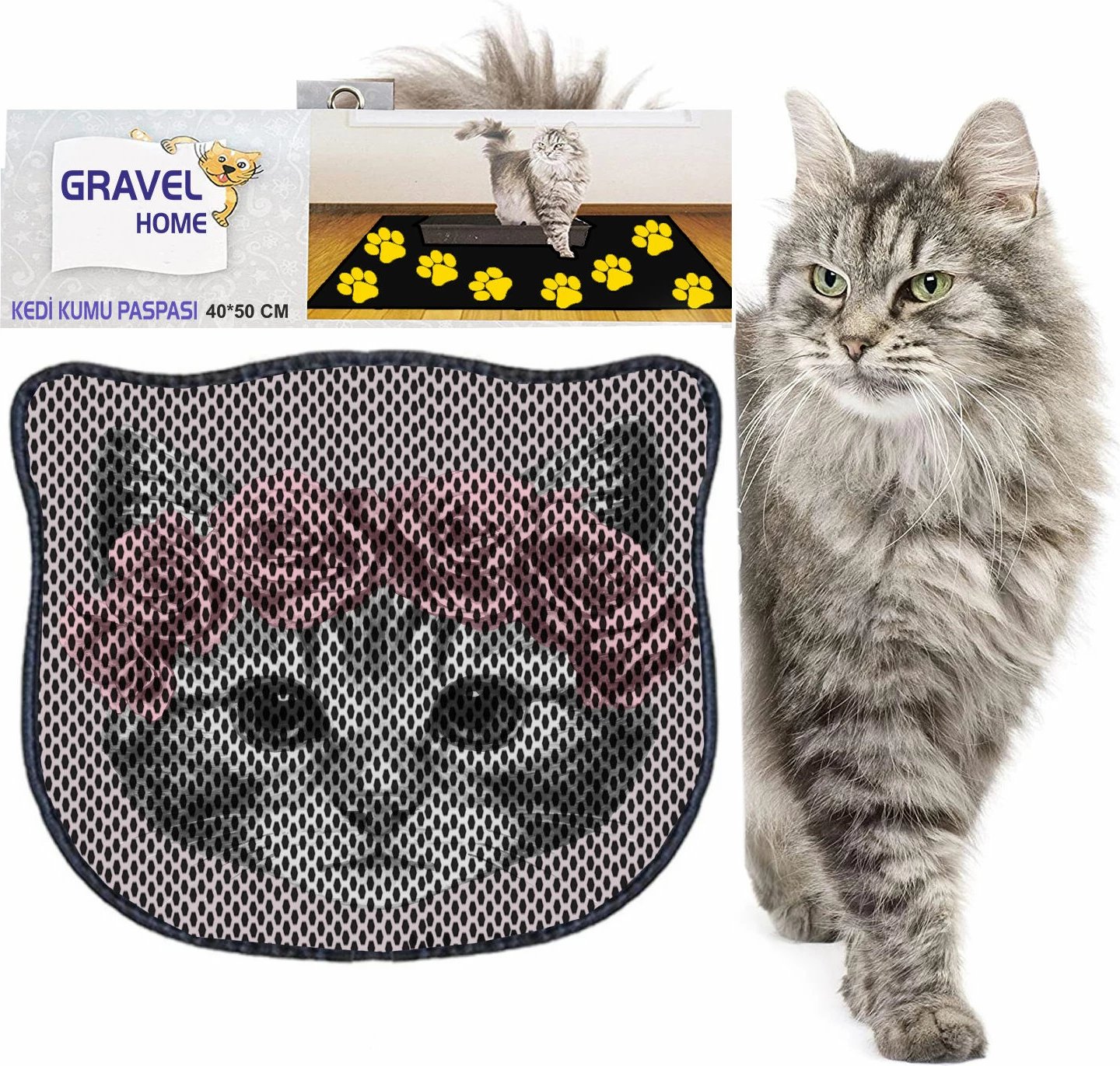 Tapet për rërë maceje, Paws & Whiskers, Kdkafa0201, shumëngjyrësh, 40x50cm