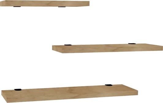 Raft muri Leila set prej 3 copash melamine, ngjyrë natyrale, 40x14x2cm