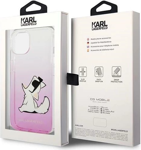 Mbështjellës Karl Lagerfeld Choupette Fun për iPhone 14 Plus 6.7", rozë