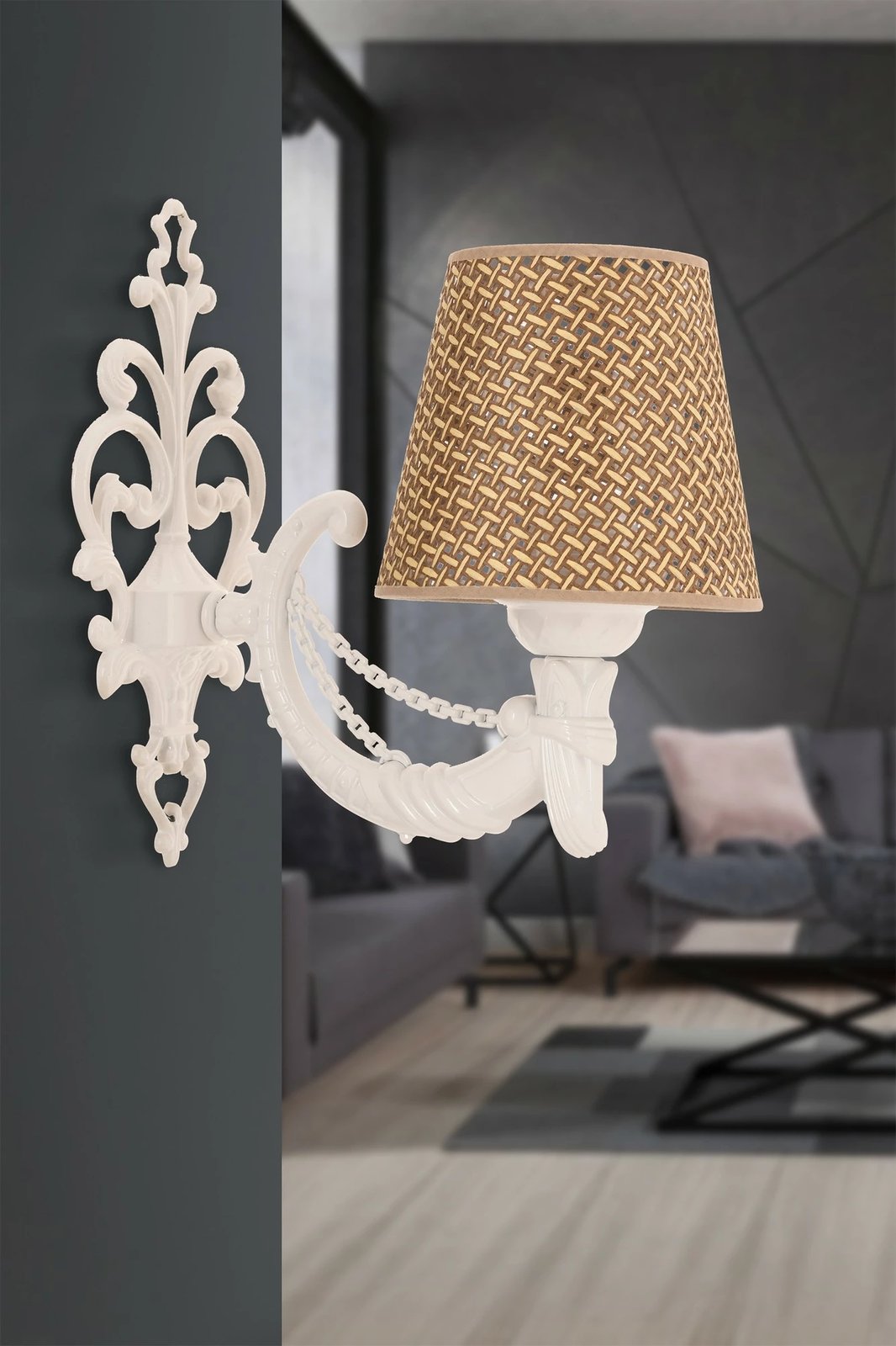 Llambë muri Opviq Gloria Hazeran, natyrale, e bardhë