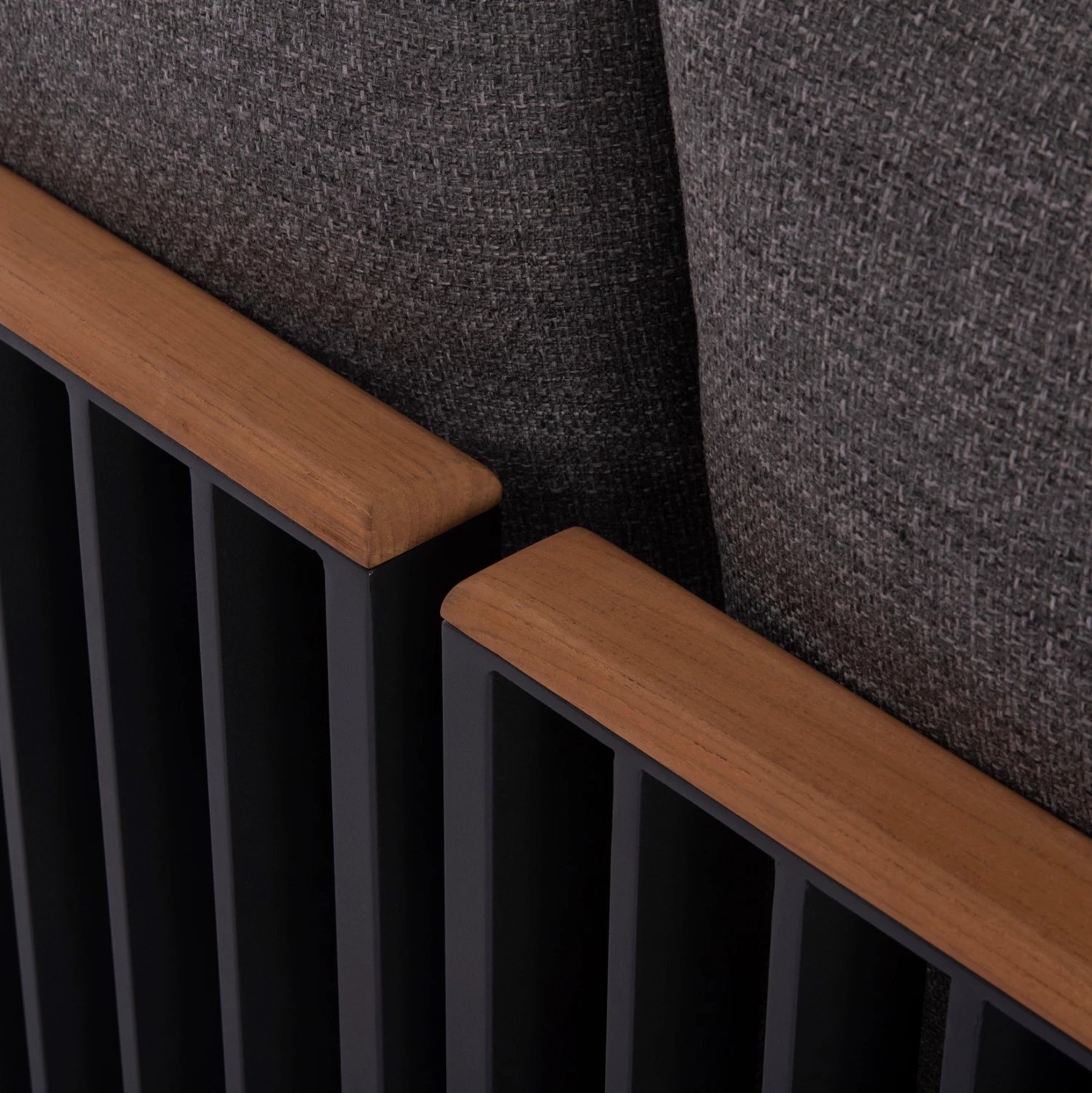 Set lounge për jashtë, 4 pjesë, seria Eternity, alumin anthracite, sipërfaqe guri sinterizuar, ngjyrë gri e errët