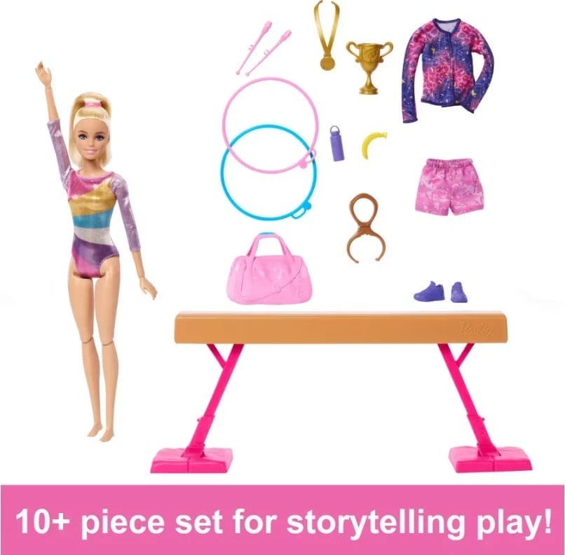 Kukull Barbie Gymnast Mattel HRG52 me aksesorë, set lodrash për vajza