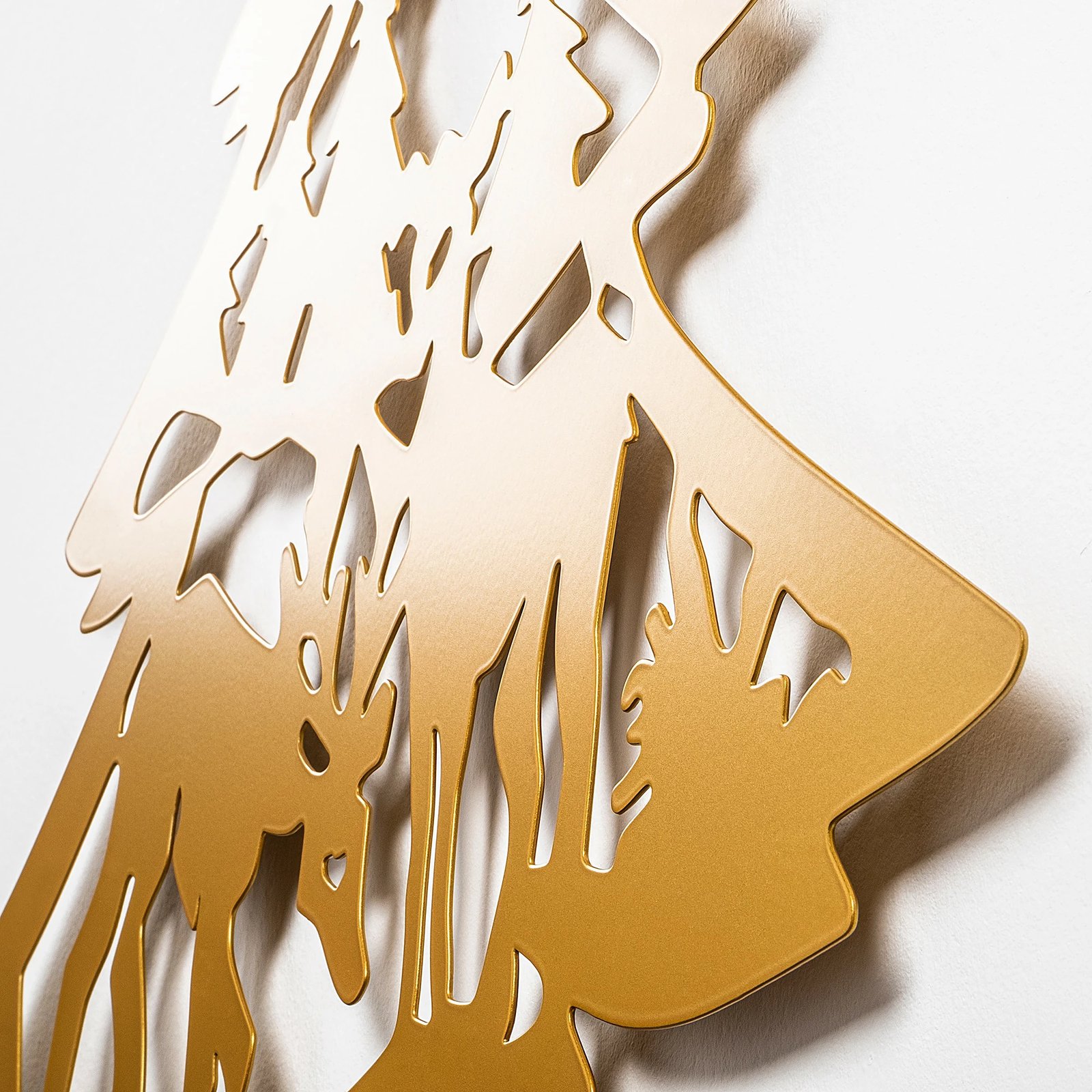 Aksesor dekorativ metalik për mur, formë bredhi, ngjyrë ari, XMASGOLD - 024