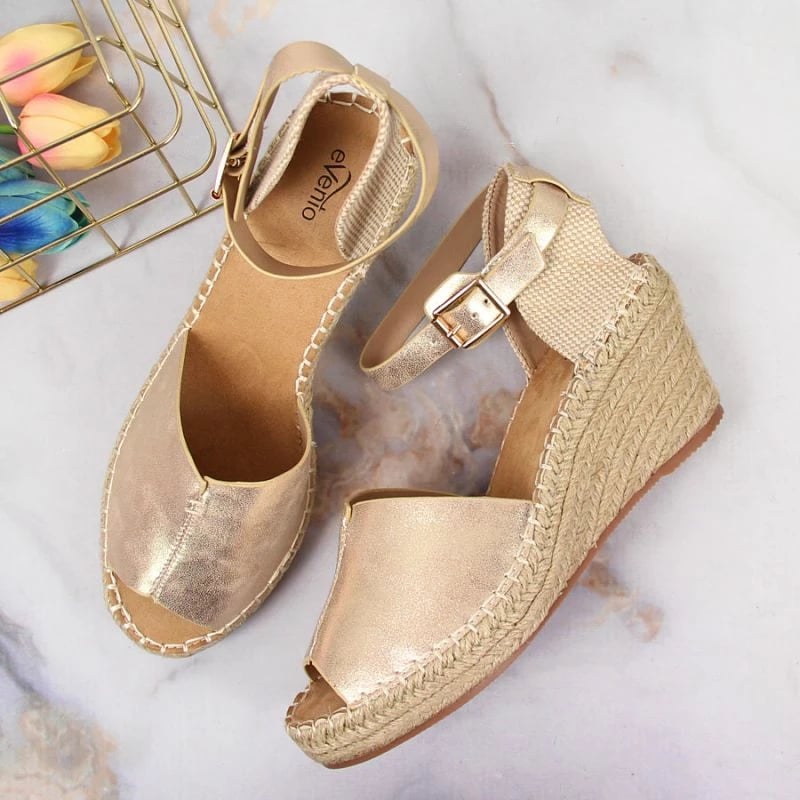 Sandale espadrille me taka eVento, të arta për femra