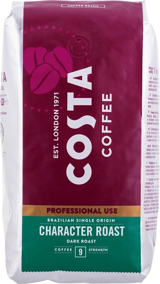 Kafe kokërr Costa Coffee Brazilian Single Origin, 1kg, për përdorim profesional