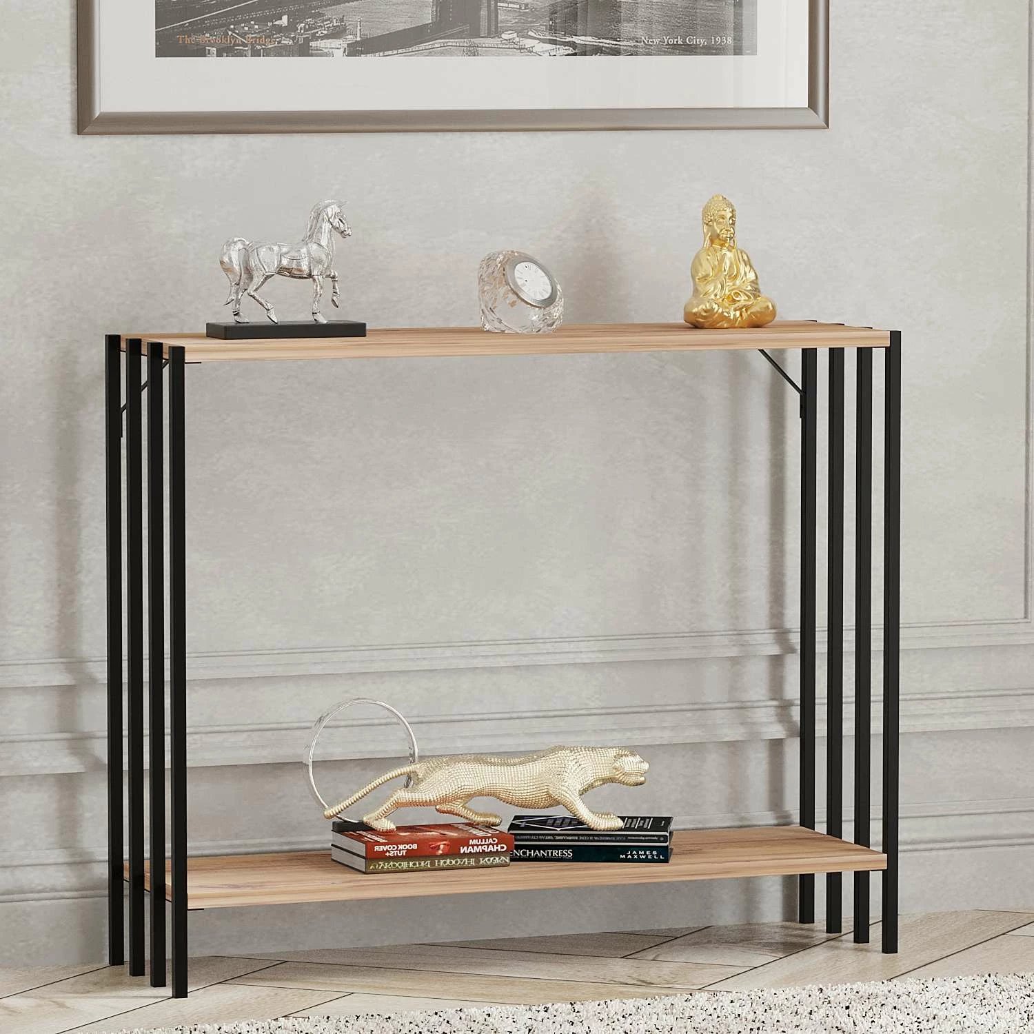 Komodë Skye Decor, ngjyrë e zezë dhe pishë Atlantike, Verona