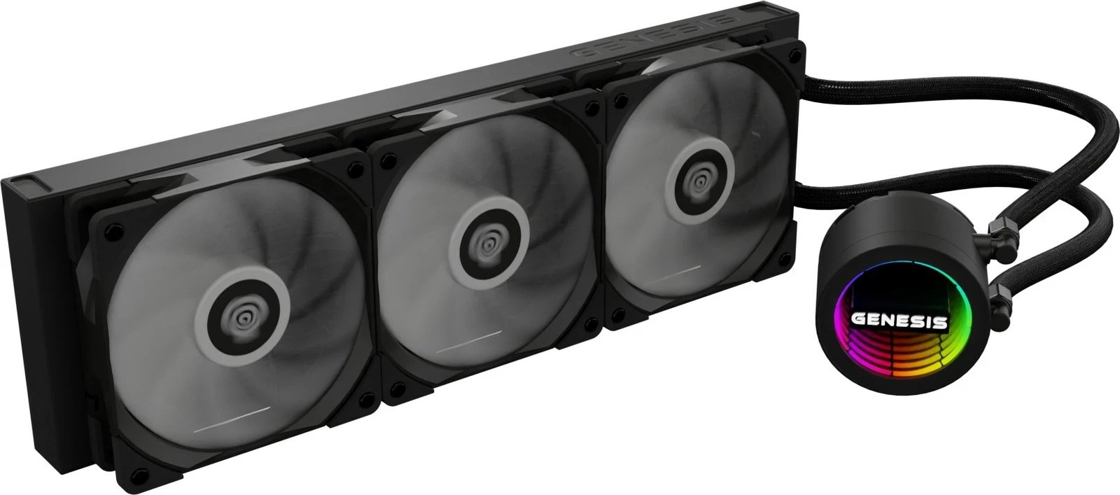 Sistem ftohës me lëng për kasë kompjuteri GENESIS NLG-2321, 3 ventilatorë, RGB, i zi