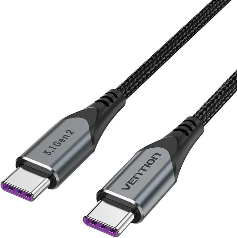 Kabllo USB-C në USB-C Vention TAHHF, 1m, 100W, USB 3.1 Gen2, Gri