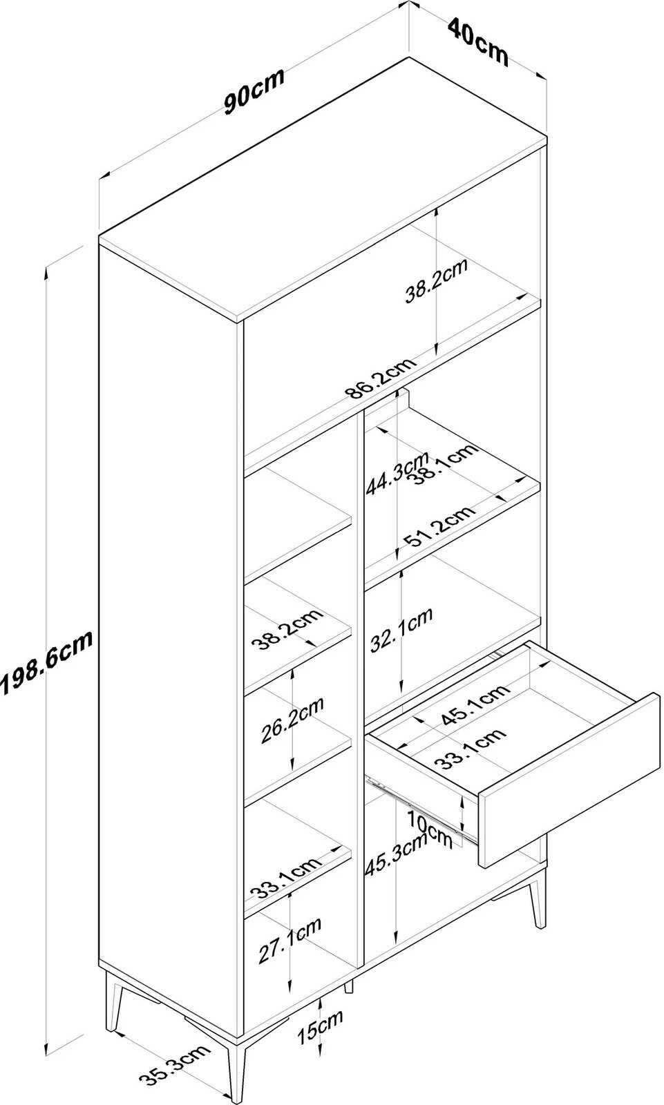 Dollap multifunksional, ngjyrë e bardhë, Skye Decor, JE165 - 3279