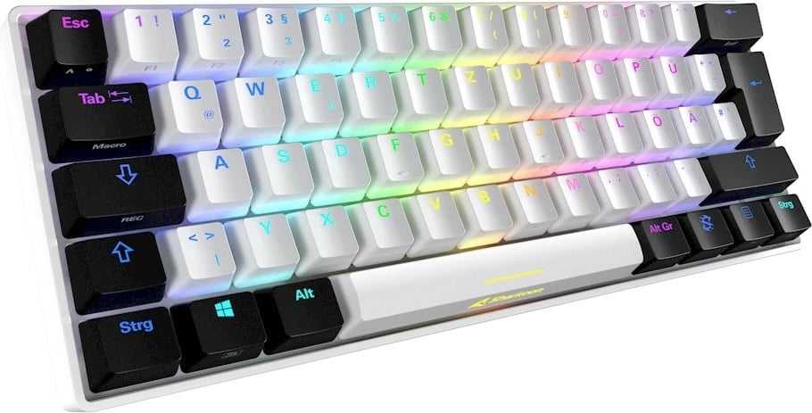Kasë mekanike SHARKOON SKILLER SGK50 S4, Kailh Red, 60%, RGB, bardhë/zi