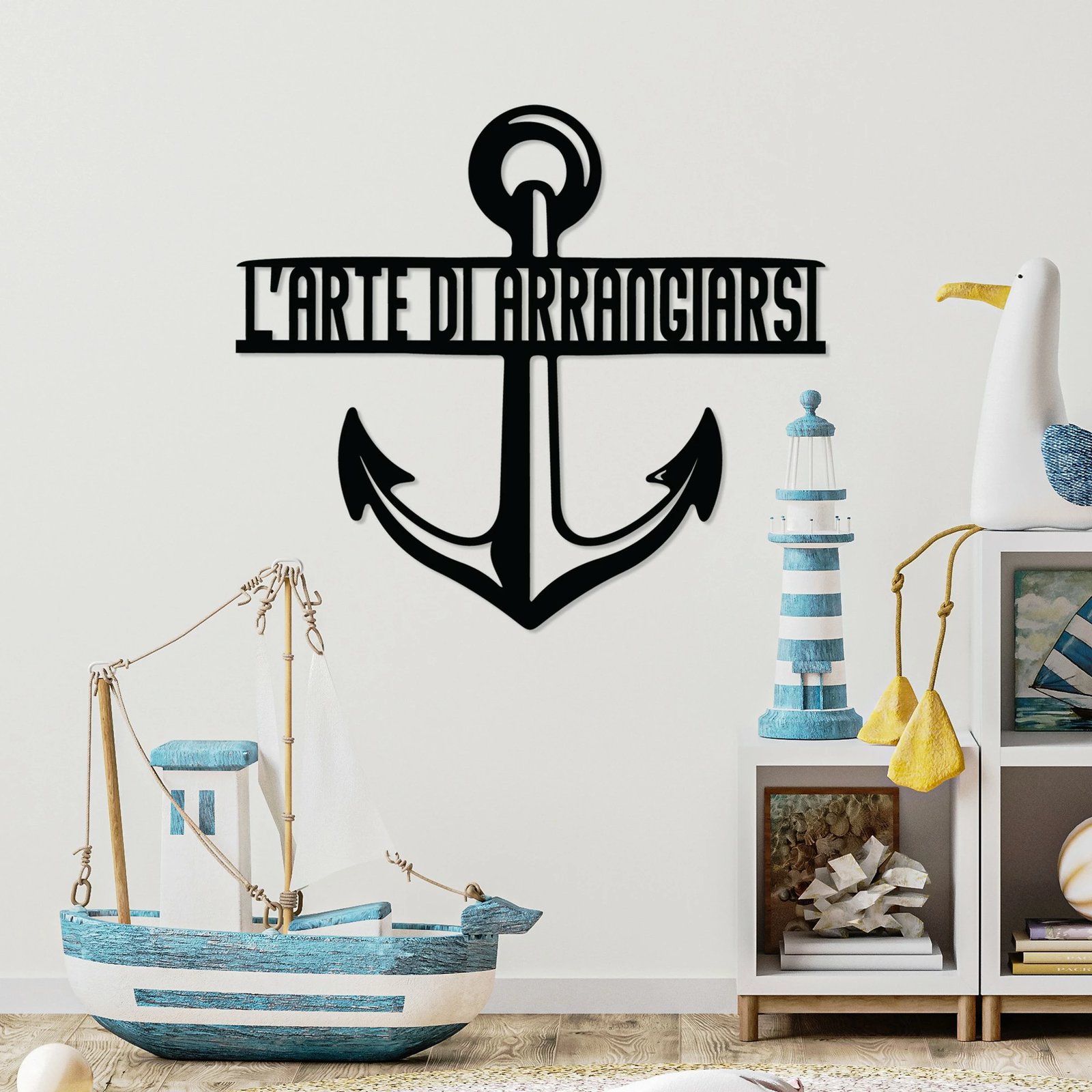 Aksesor dekorativ metalik për mur, Wallity Arrangiarsi 4, ngjyrë e zezë, 56x50cm