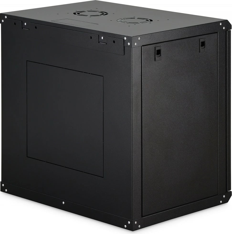 Kabinet rrjeti i montueshëm në mur, Digitus DN-37109, 19" 12U, 607x600x450mm, derë xhami, 60kg, i pa-montuar, e zezë