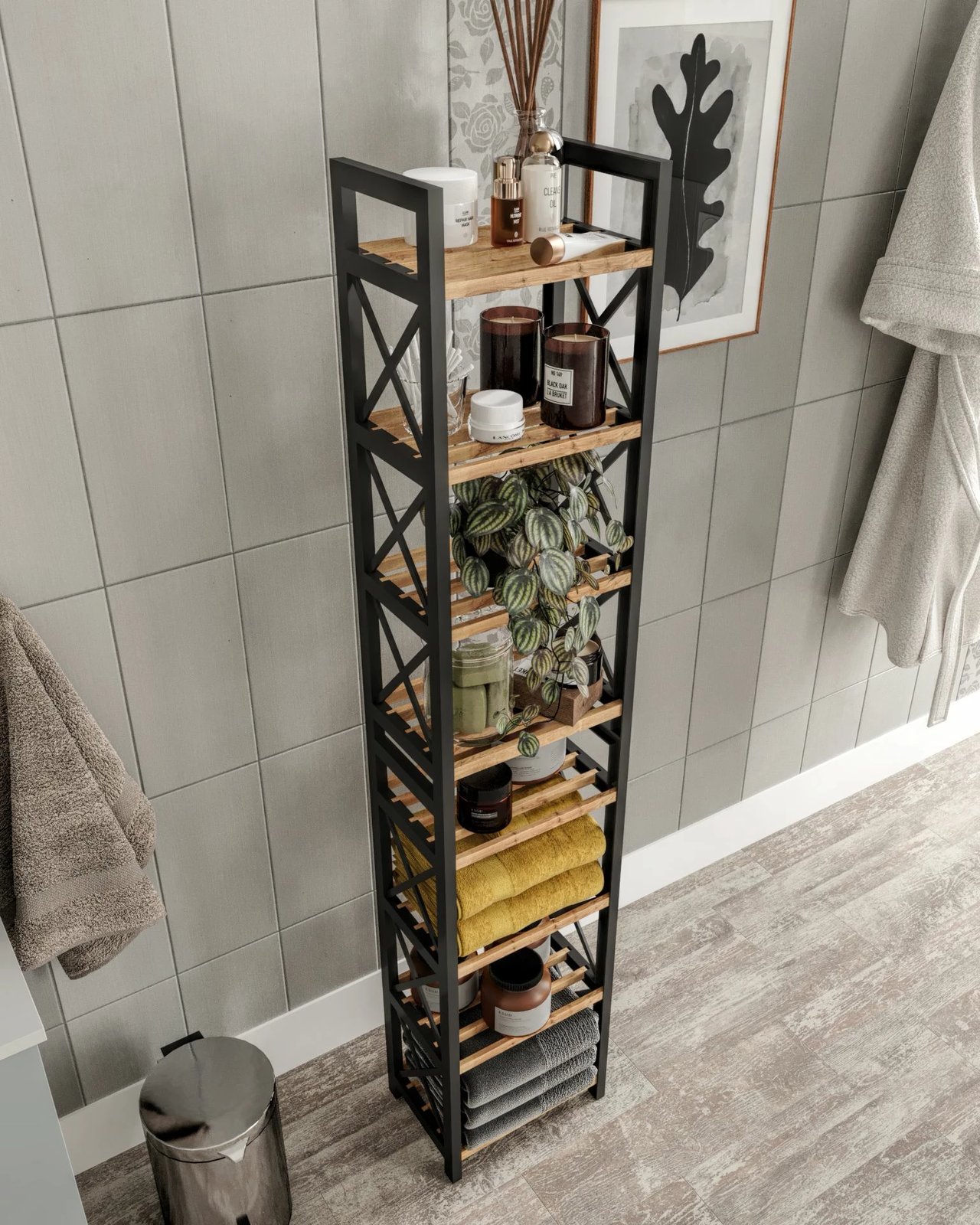 Raft multifunksional Skye Decor, Mini Flower 8, ngjyrë e zezë