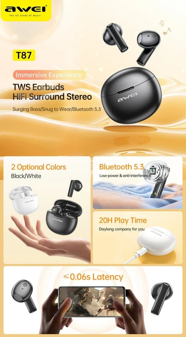 Kufje Me Bluetooth AWEI T87