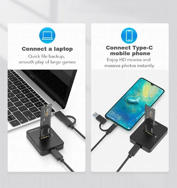 Stacion dokimi për SSD M.2 Gembird DD-U3M2, USB-C, i zi
