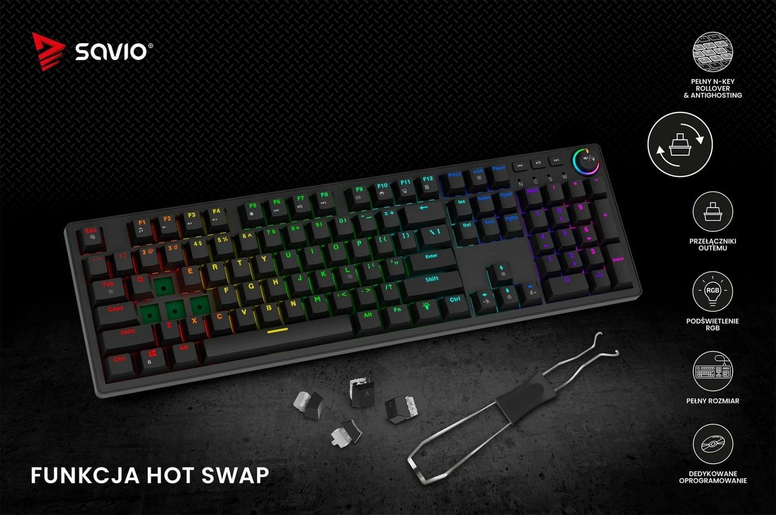 Tastierë mekanike Savio STYX BROWN me Hot Swap, RGB, Outemu Brown, e zezë Tastierë mekanike Savio STYX BROWN me Hot Swap, RGB, Outemu Brown, e zezë