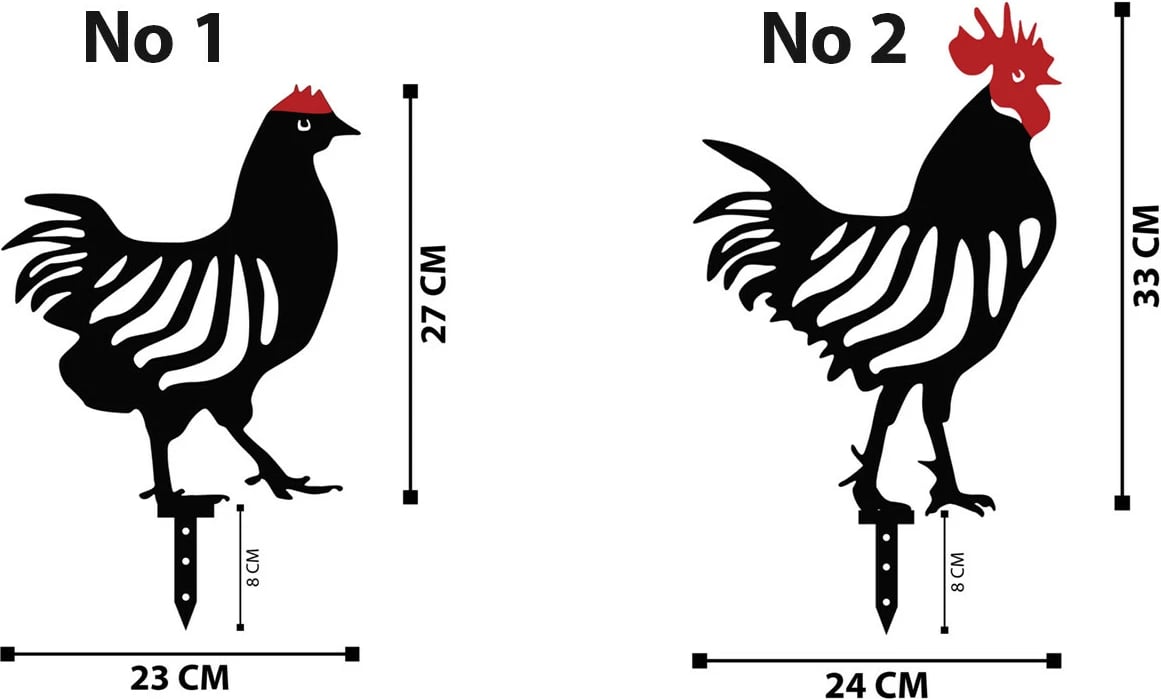 Set dekorativ për kopsht, familje pulash, metal i zi, Aberto Design, 4 copë