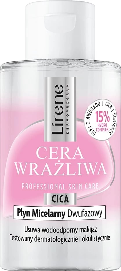 Ujë micelar dyfazor Lirene Sensitive Creamy, 125ml për femra
