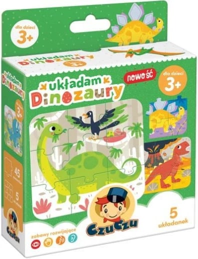 Puzzle CzuCzu I Arrange Dinosaurs, 45 pjesë, për fëmijë, shumëngjyrësh, set 5 copë