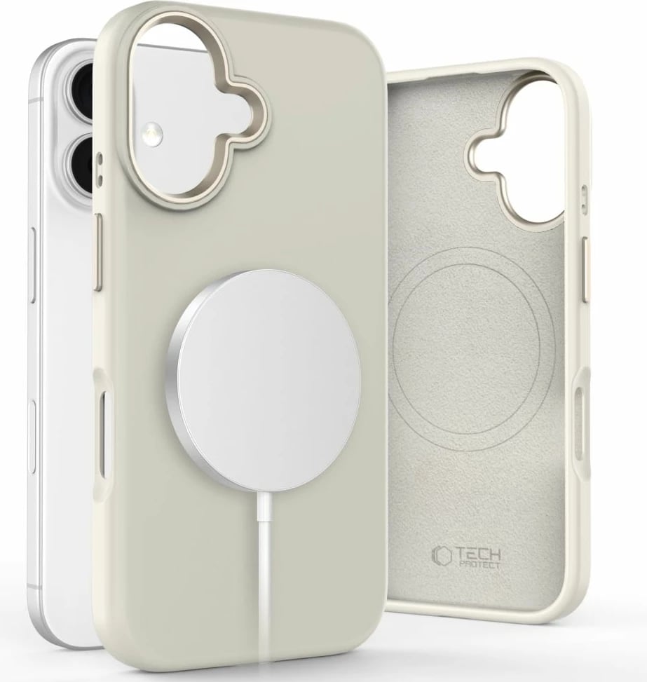 Mbështjellës Tech-Protect Silicone PU MagSafe për iPhone 16, Bezhe