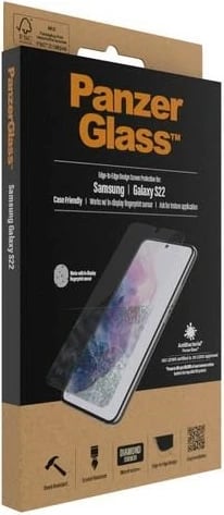Xham mbrojtës PanzerGlass E2E Microfracture për Samsung Galaxy S22, me kornizë të zezë