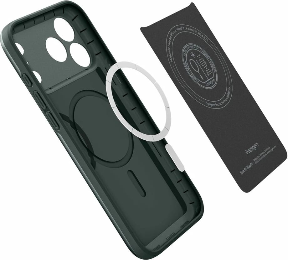 Mbështjellës Spigen Thin Fit MagSafe për celular Apple iPhone 17 Pro Max, poli-karbonat ultra-i hollë, MagSafe, mat, Green