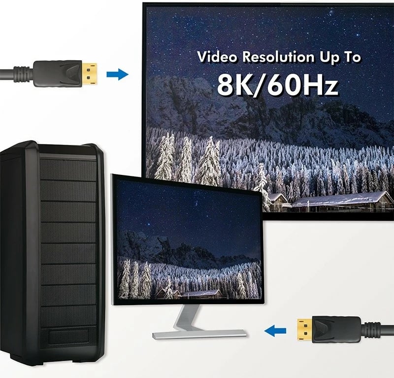 Kabllo DisplayPort LogiLink CV0139, 5m, 8K 60Hz, 4K 120Hz, e zezë