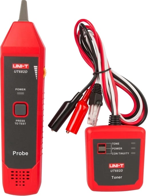 Detektor çifti kabllosh, UNI-T UT682D, gjurmim deri 3000 m, matje polariteti dhe DC 5–52V, komplet 2-pjesësh