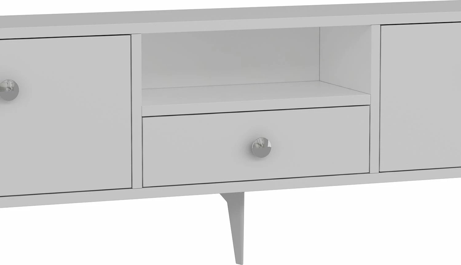 Komodë TV Skye Decor, 1300-DROP-1, e bardhë, argjend