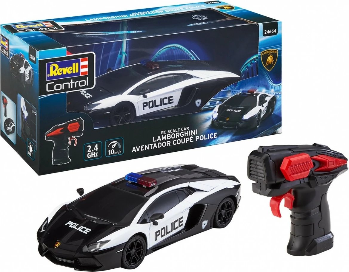 Veture lodër me telekomandë Revell RC Lamborghini Aventador Police, 1:24, zi/bardhë