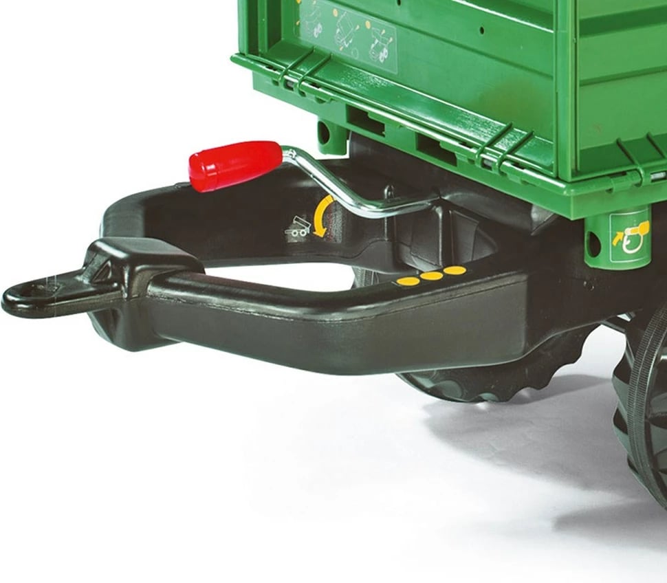 rimorkio lodër dy-akshe për traktor me pedale, Rolly Toys Mega Trailer, mekanizëm shfryrje/tipping, 88x47x45 cm, jeshile