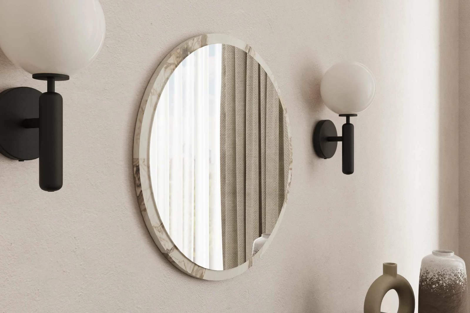 Pasqyrë dekorative, ngjyrë mermeri, Skye Decor, 60x60cm