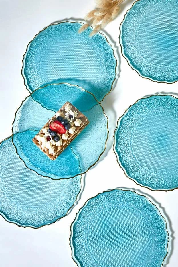 Set pjatash ëmbëlsirash (6 copë), Hermia, Goblen - ngjyrë tyrkiz