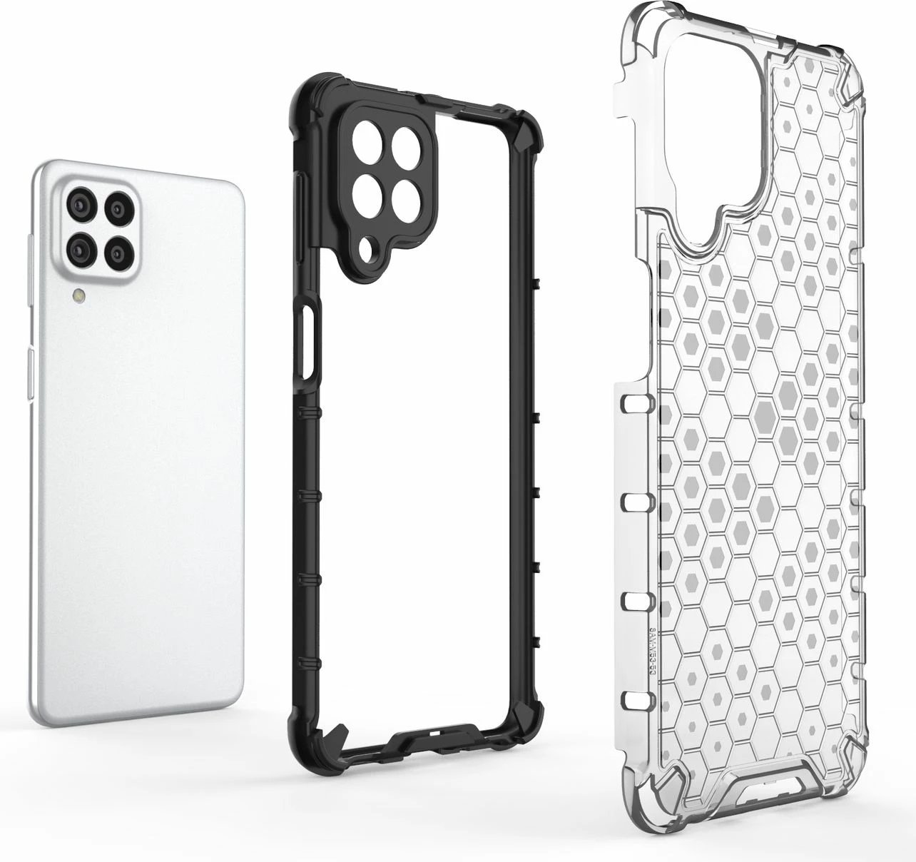 Mbështjellës Hurtel Honeycomb për Samsung Galaxy M53 5G, transparent