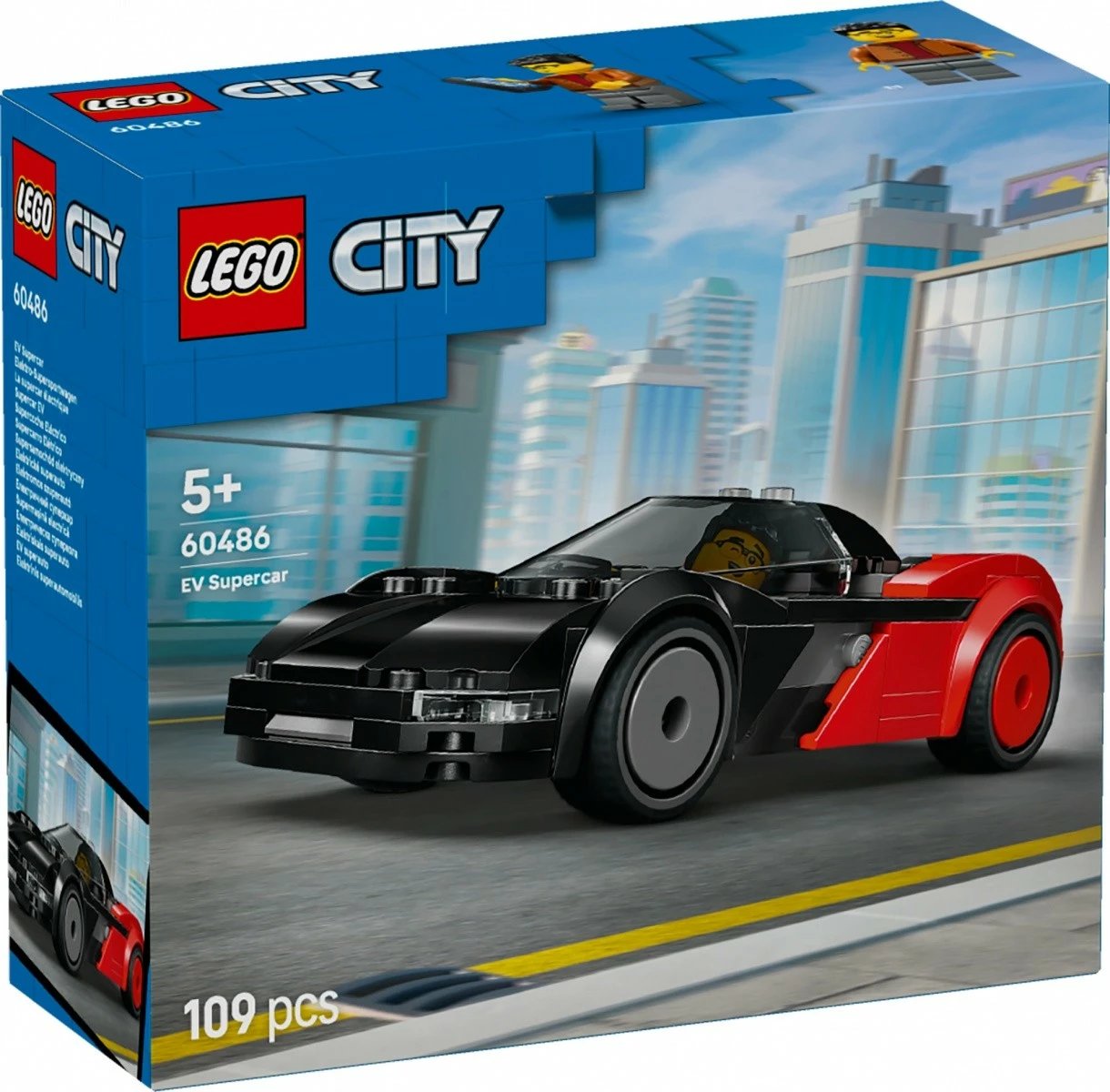 Set blloqe LEGO City 60486 superveturë elektrike, 109 pjesë, e kuqe/zezë
