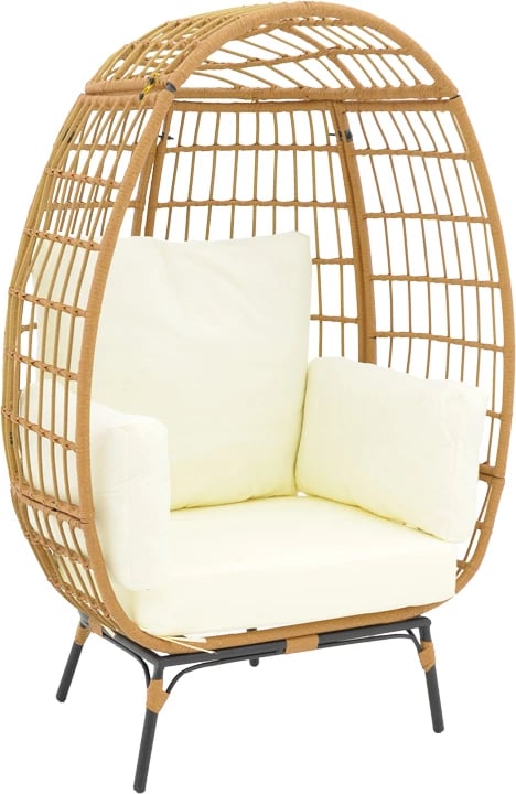 Karrige Frox ratan natyral-metal këmbë natyral-zeza-jastëk bezhë 96x76x145cm