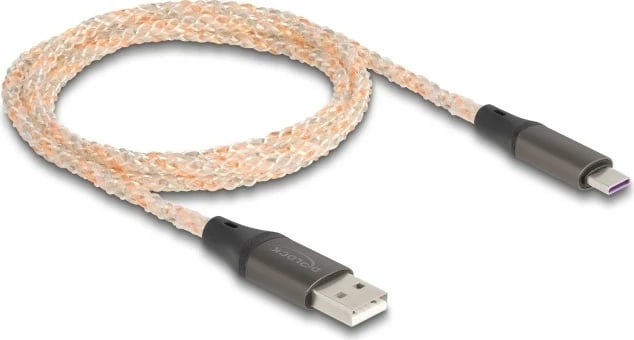 Kabllo USB DeLOCK 2.0, Type-A në Type-C, 1m, RGB, transparent