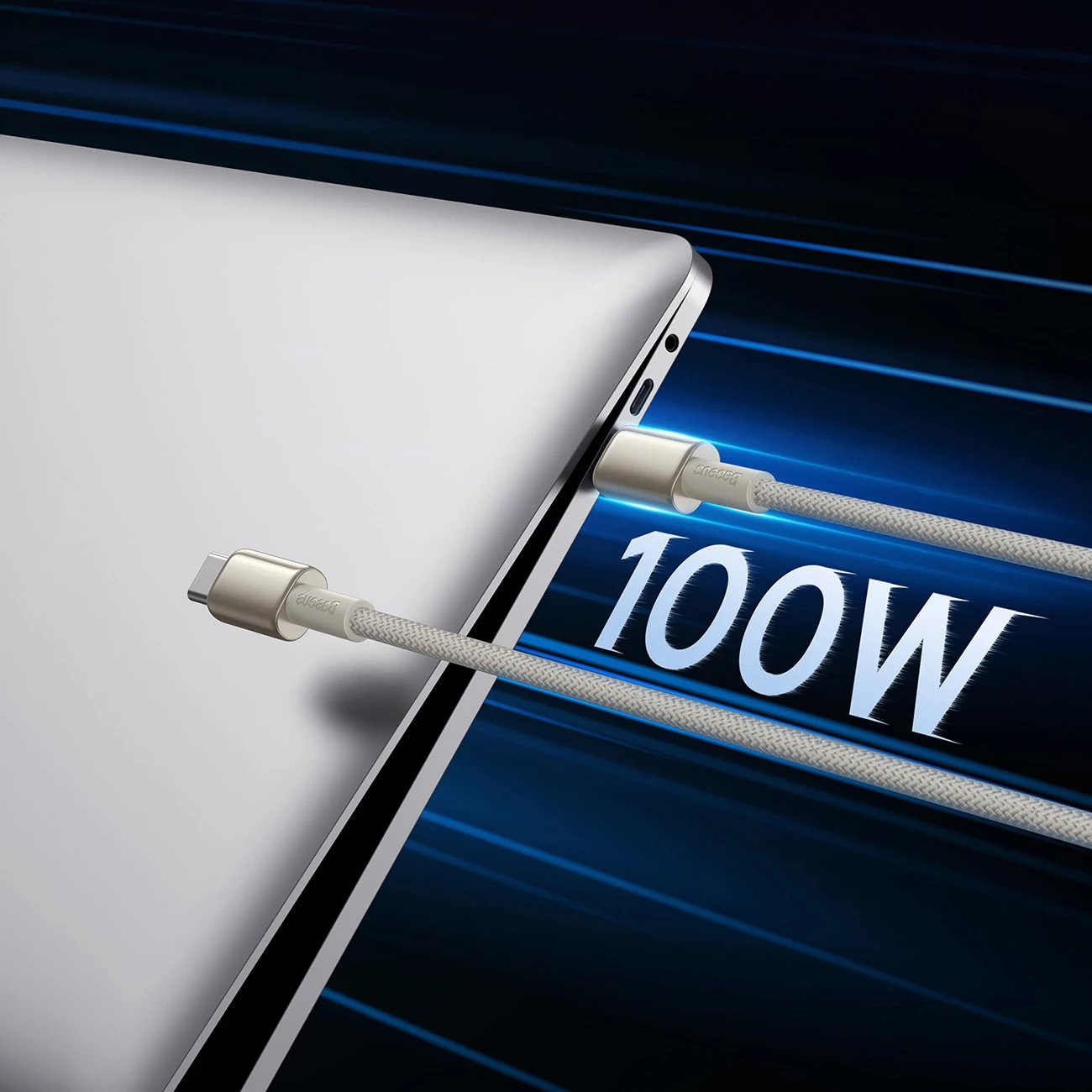 Kabllo USB-C në USB-C Baseus Tungsten Gold, 1m, 100W, Ari