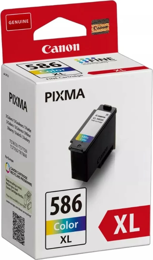 Toner Canon CL-586XL, High (XL) Yield, Cyan, Magenta, Yellow, 1 pc(s), 300 faqe, Single pack Toner Canon CL-586XL, High (XL) Yield, Cyan, Magenta, Yellow, 1 pc(s), 300 faqe, Single pack