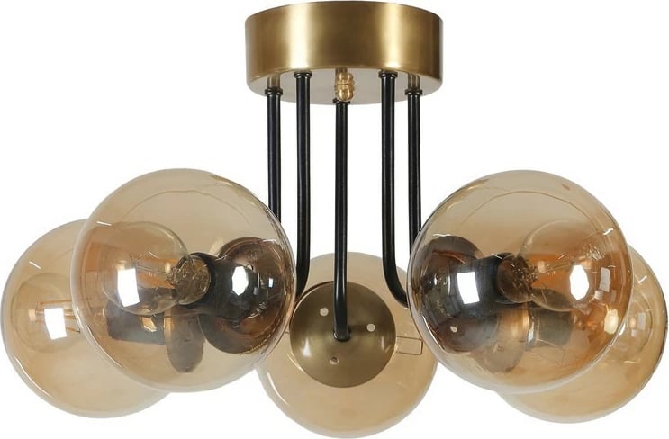 Llambë tavani Opviq Pablo 5 llampa, ngjyrë eskitme, xham bal