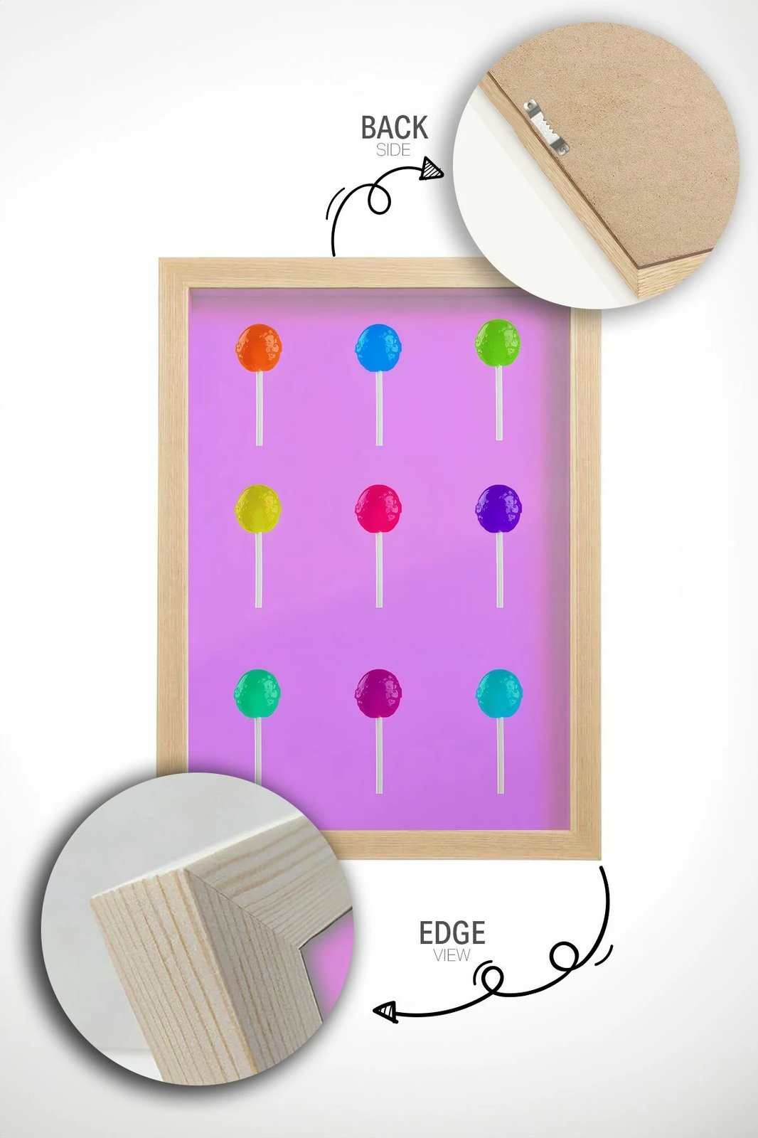 Pikturë dekorative me kornizë, shumëngjyrëshe, Wallity, Artsrmdl4, 33x48cm