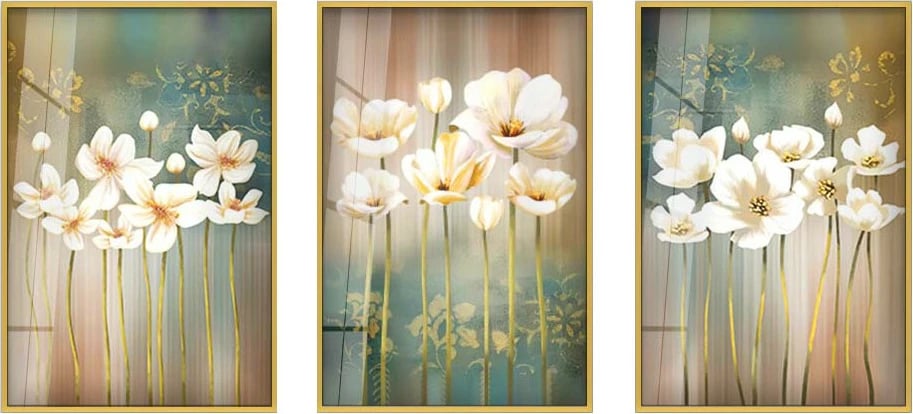 Pikturë dekorative prej xhami të temperuar, Wallity, Huhu388, shumëngjyrëshe, 30x40cm (3 copë)