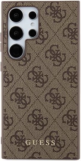 Mbështjellës Guess 4G Metal Gold Logo për Samsung Galaxy S24 Ultra, Kafe